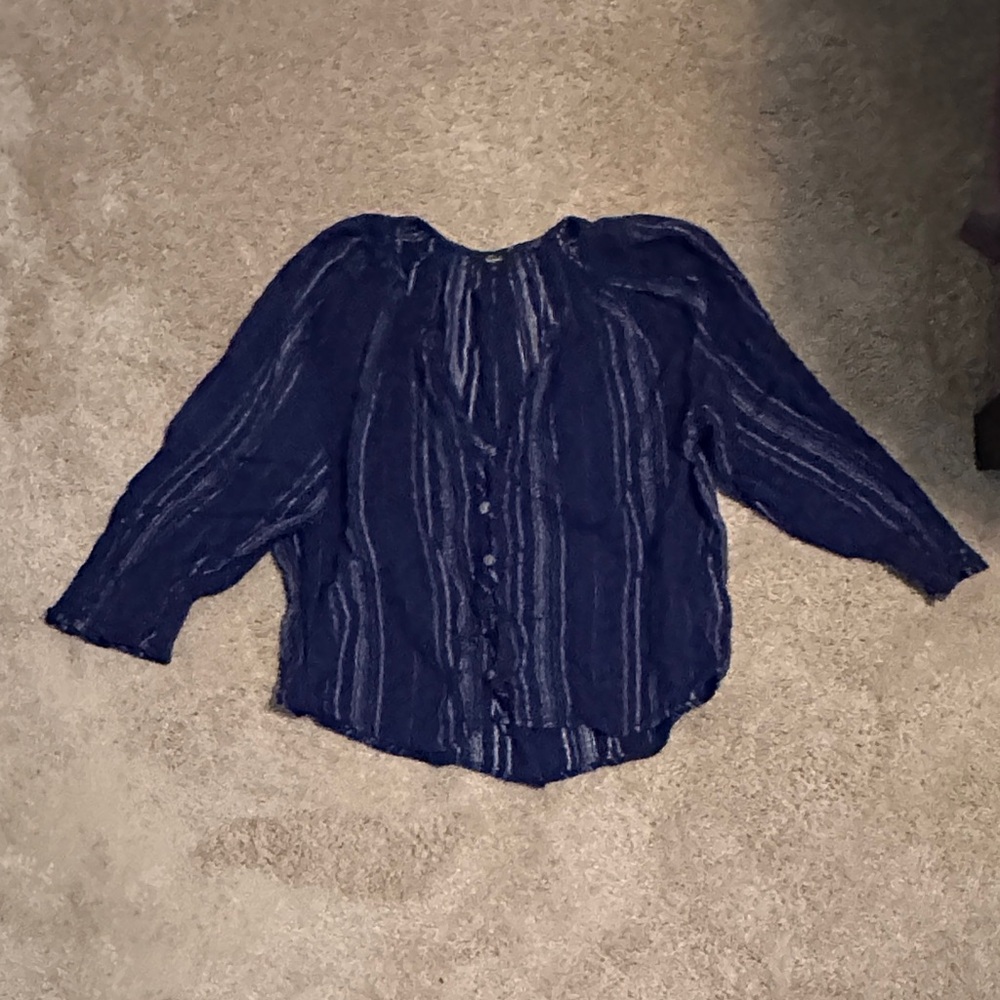 Rails Navy and White Striped Blouse